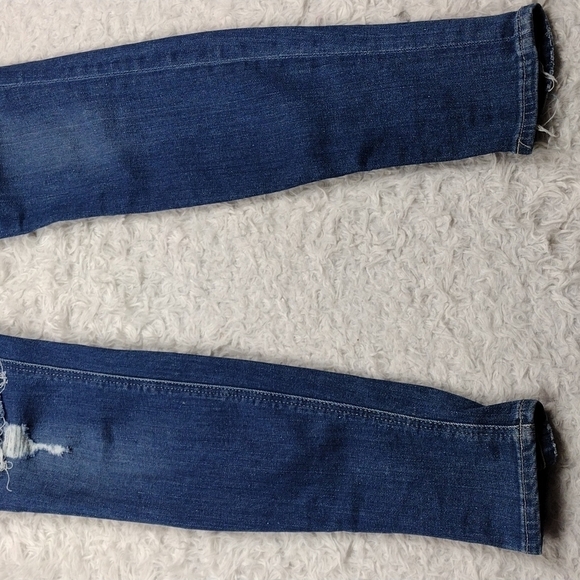 Mcguire Blue Medium Wash Five Pocket Mid Rise Distressed Skinny Jeans - Picture 4 of 15